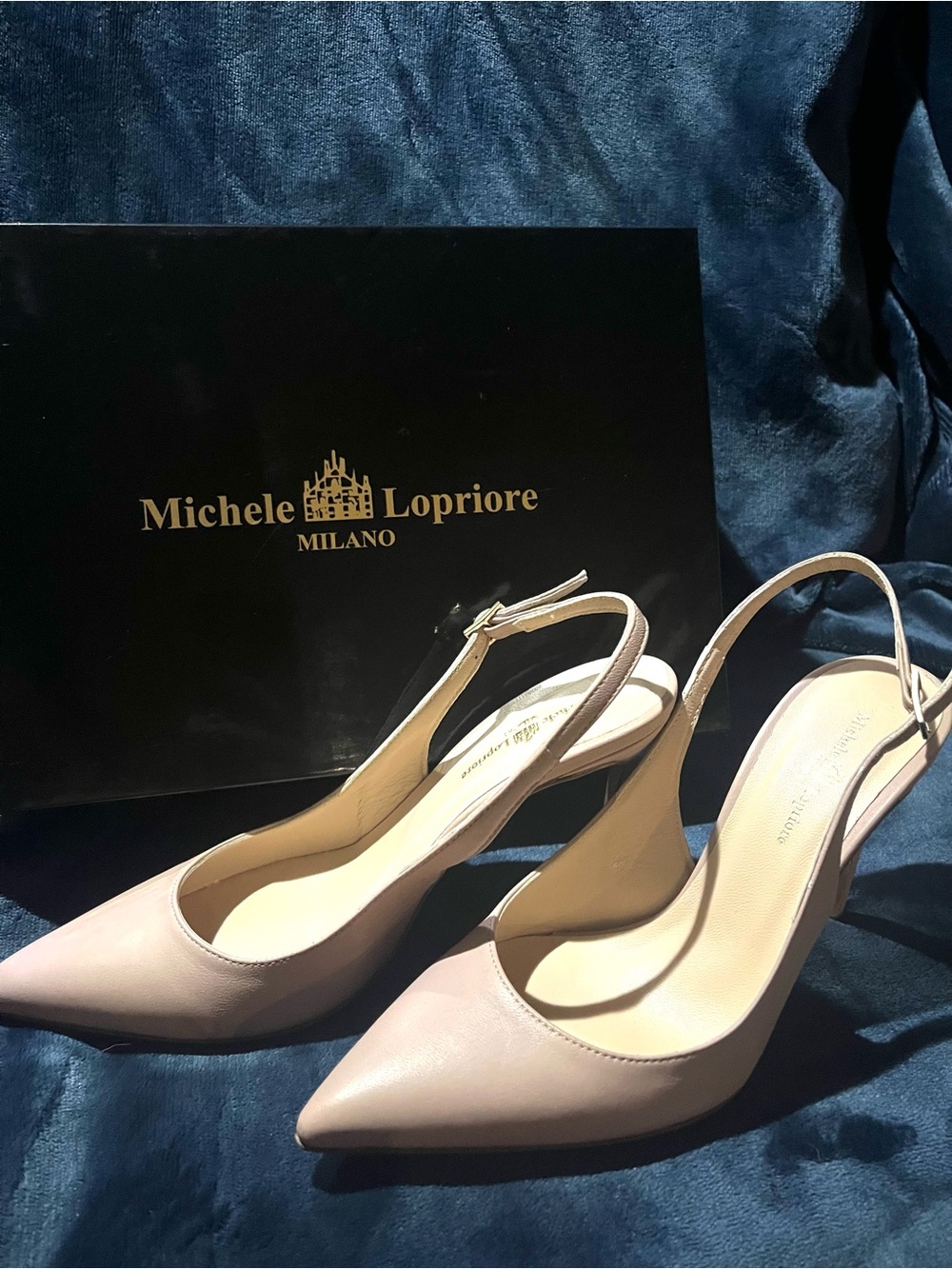 Michele Lopriore Milano Pointed Slingback Heels in Nude
